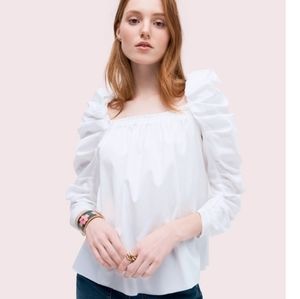 Kate Spade square neck top with ruched sleeves
